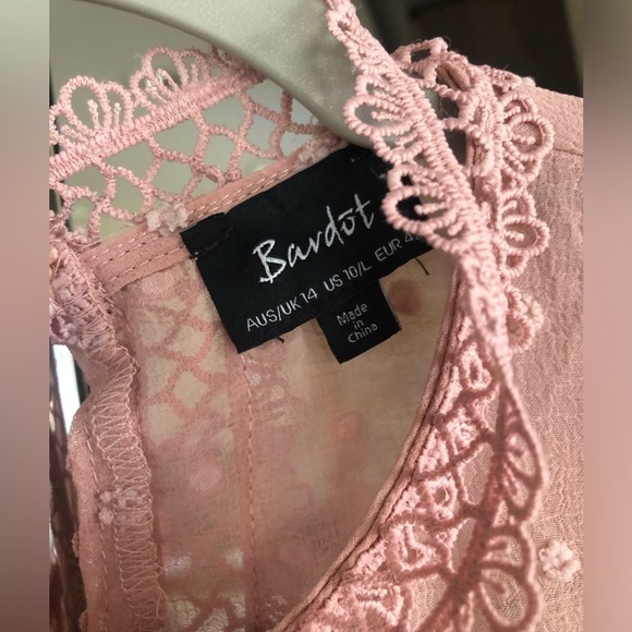 Bardōt Pink Boho Swiss Dot Long Sleeve Dress - Picture 9 of 9